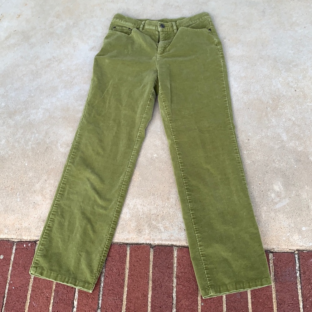 Talbots Velveteen Straight Leg Olive Green Pants